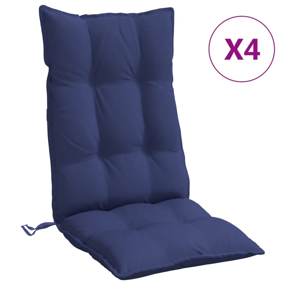 Cojines para silla respaldo alto 4 uds tela Oxford azul