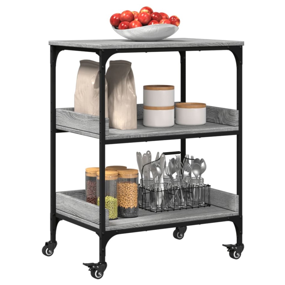 Carrito de cocina madera ingeniería gris Sonoma 60x41x80,5