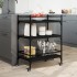 Carrito de cocina de madera de ingeniería negro 65x40x86,5