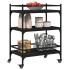 Carrito de cocina de madera de ingeniería negro 65x40x86,5