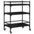 Carrito de cocina de madera de ingeniería negro 65x40x86,5
