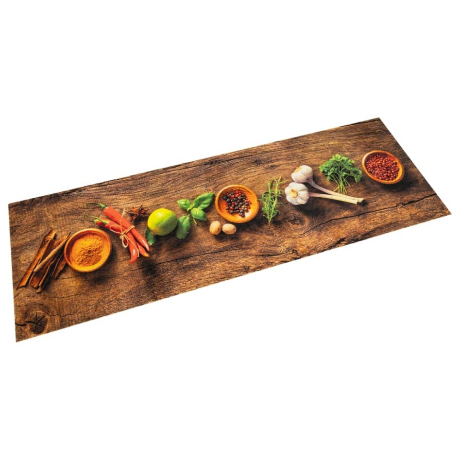 Alfombra de cocina lavable terciopelo dibujo especias 60x300