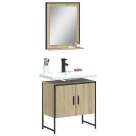 Set de muebles de baño 2 pzas madera de ingeniería roble