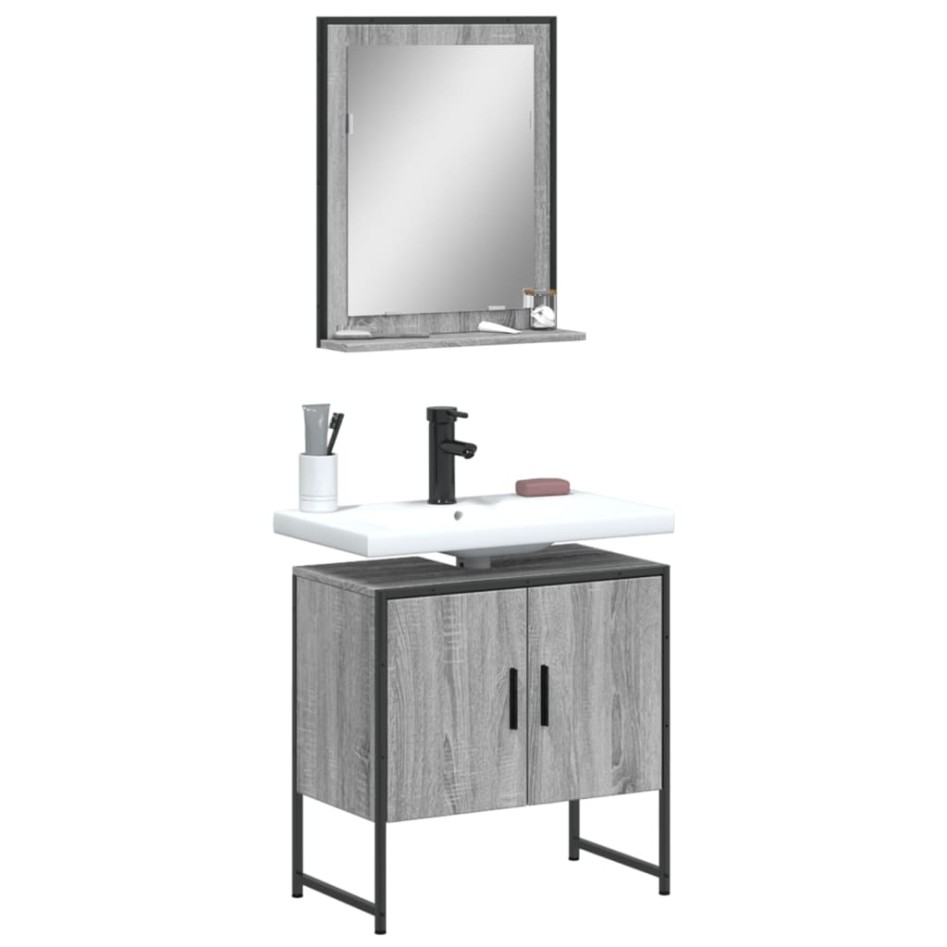 Set de muebles de baño 2 pzas madera de ingeniería gris