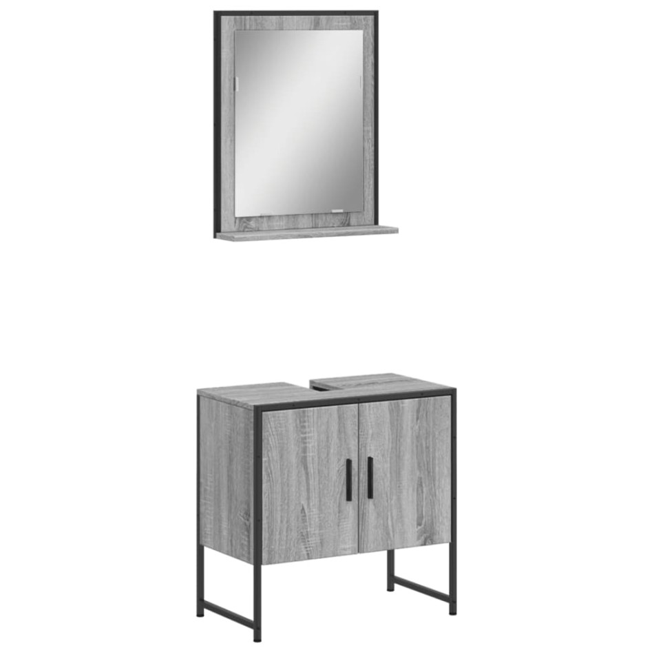 Set de muebles de baño 2 pzas madera de ingeniería gris