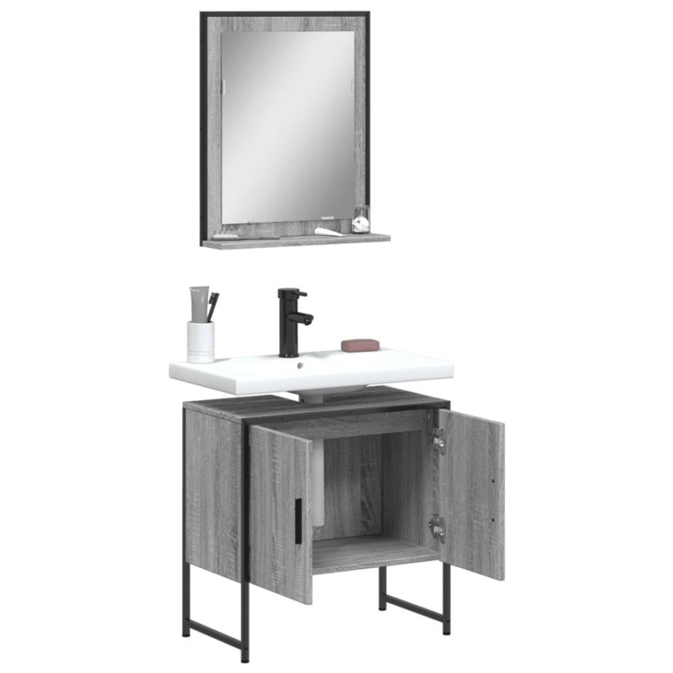 Set de muebles de baño 2 pzas madera de ingeniería gris