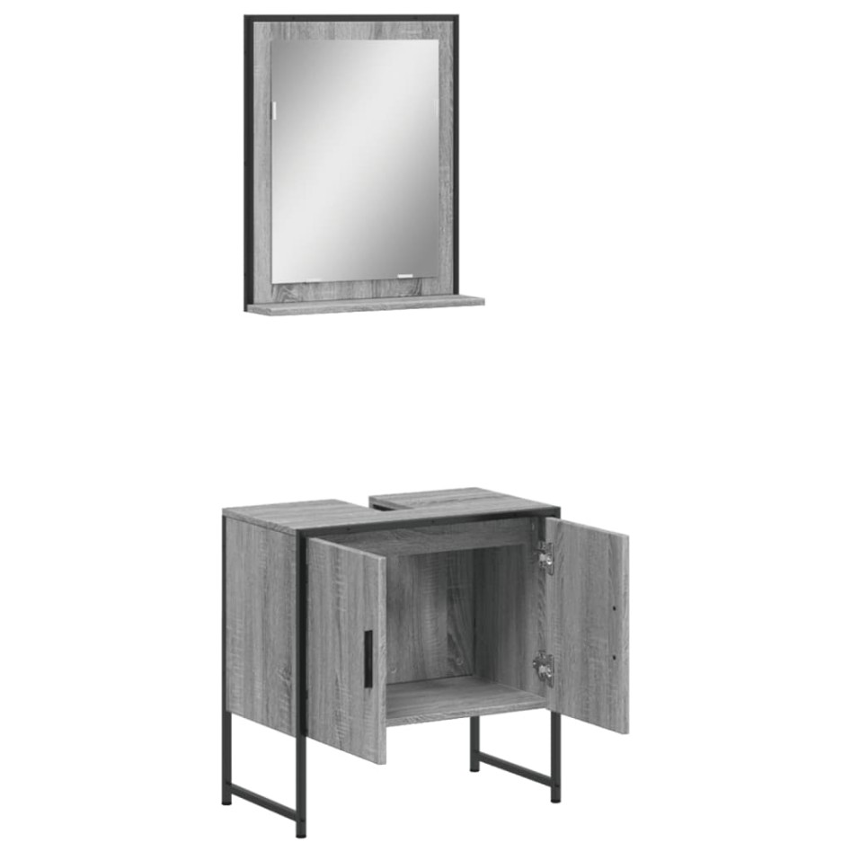 Set de muebles de baño 2 pzas madera de ingeniería gris