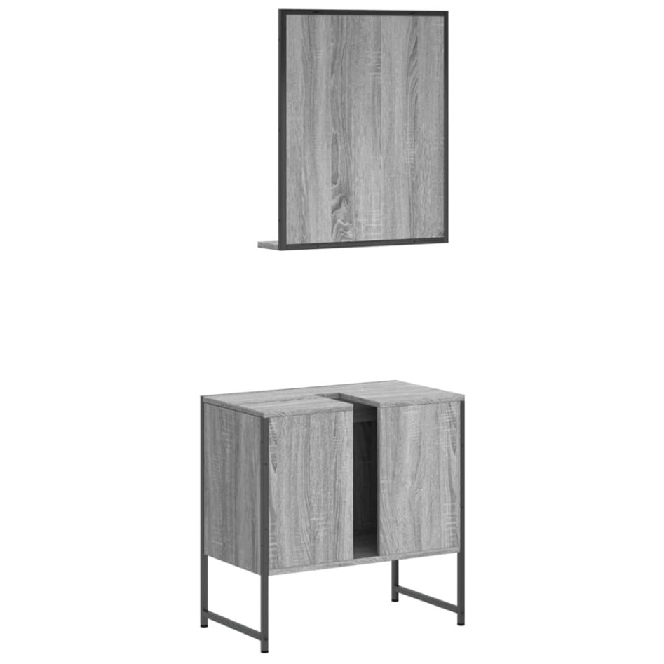 Set de muebles de baño 2 pzas madera de ingeniería gris