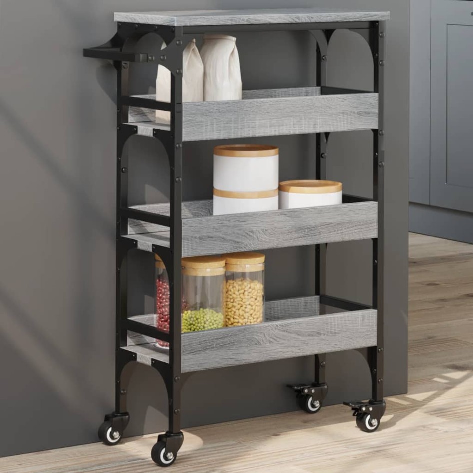 Carrito de cocina madera de ingeniería gris Sonoma 53x20x76
