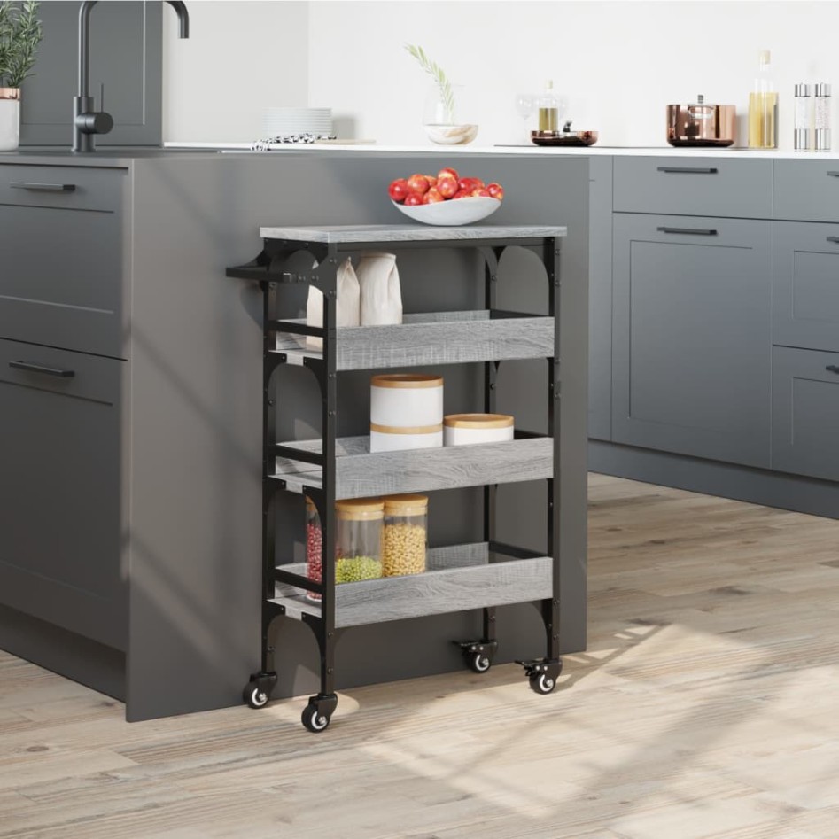 Carrito de cocina madera de ingeniería gris Sonoma 53x20x76