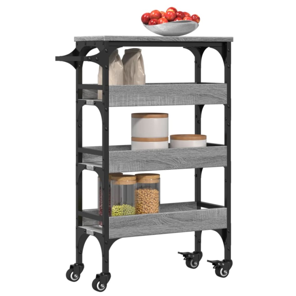 Carrito de cocina madera de ingeniería gris Sonoma 53x20x76