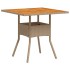 Mesa de jardín ratán sintético madera acacia beige 80x80x75