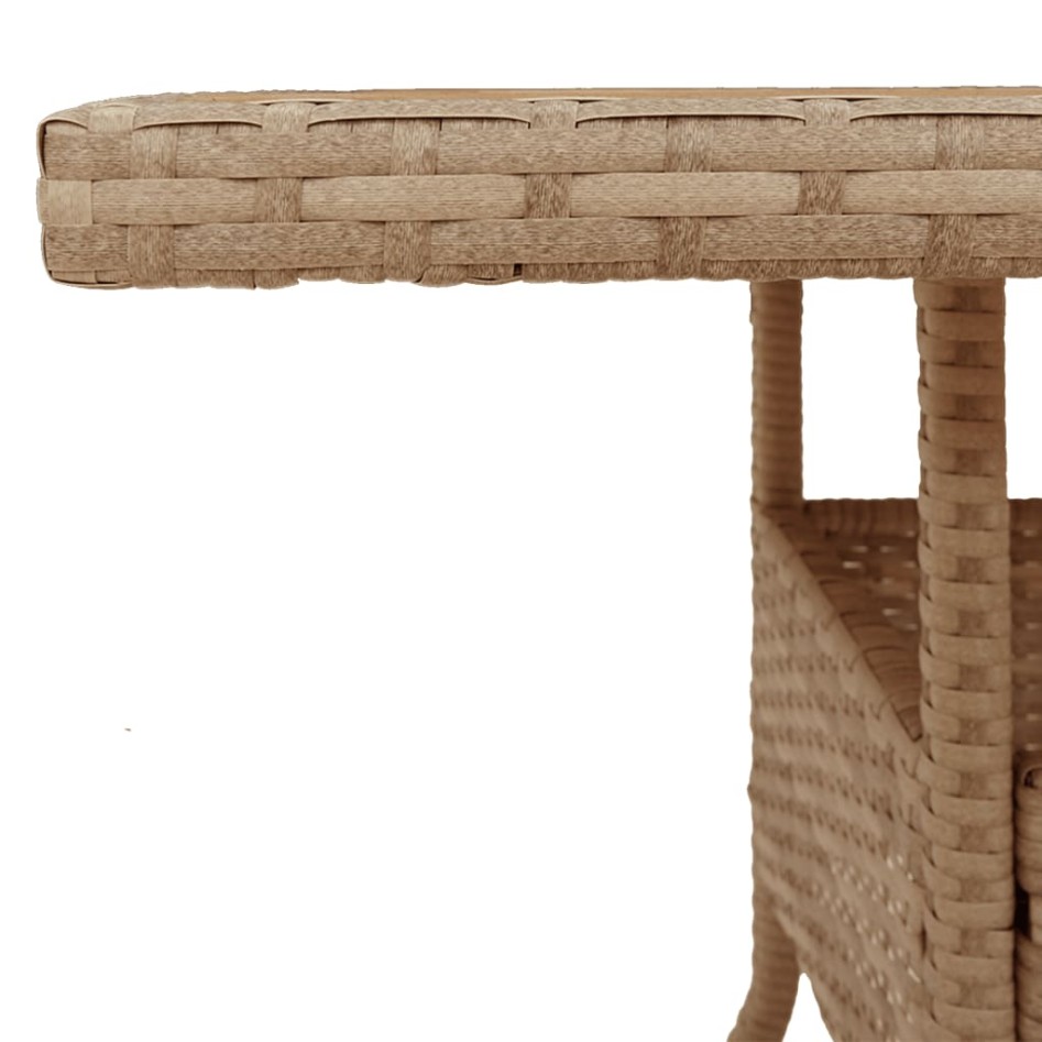 Mesa de jardín ratán sintético madera acacia beige 80x80x75