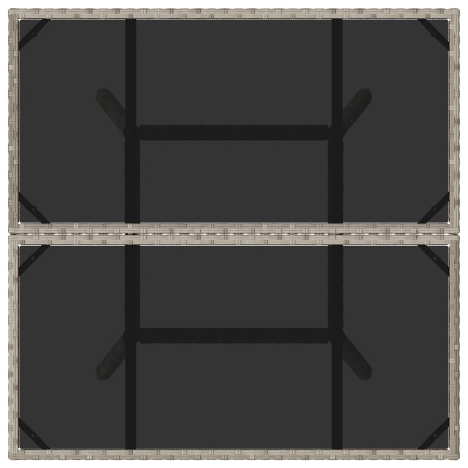 Mesa de jardín superficie de vidrio y ratán PE gris 80x80x75