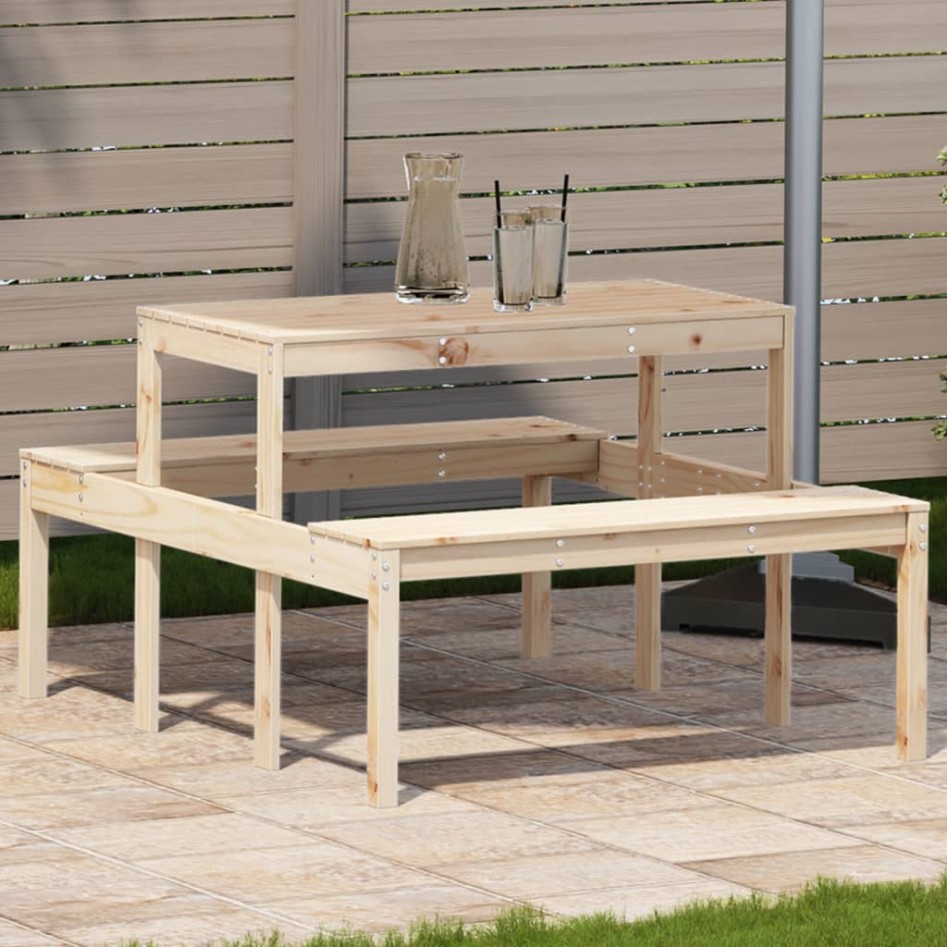 Mesa de picnic madera maciza de pino 110x134x75