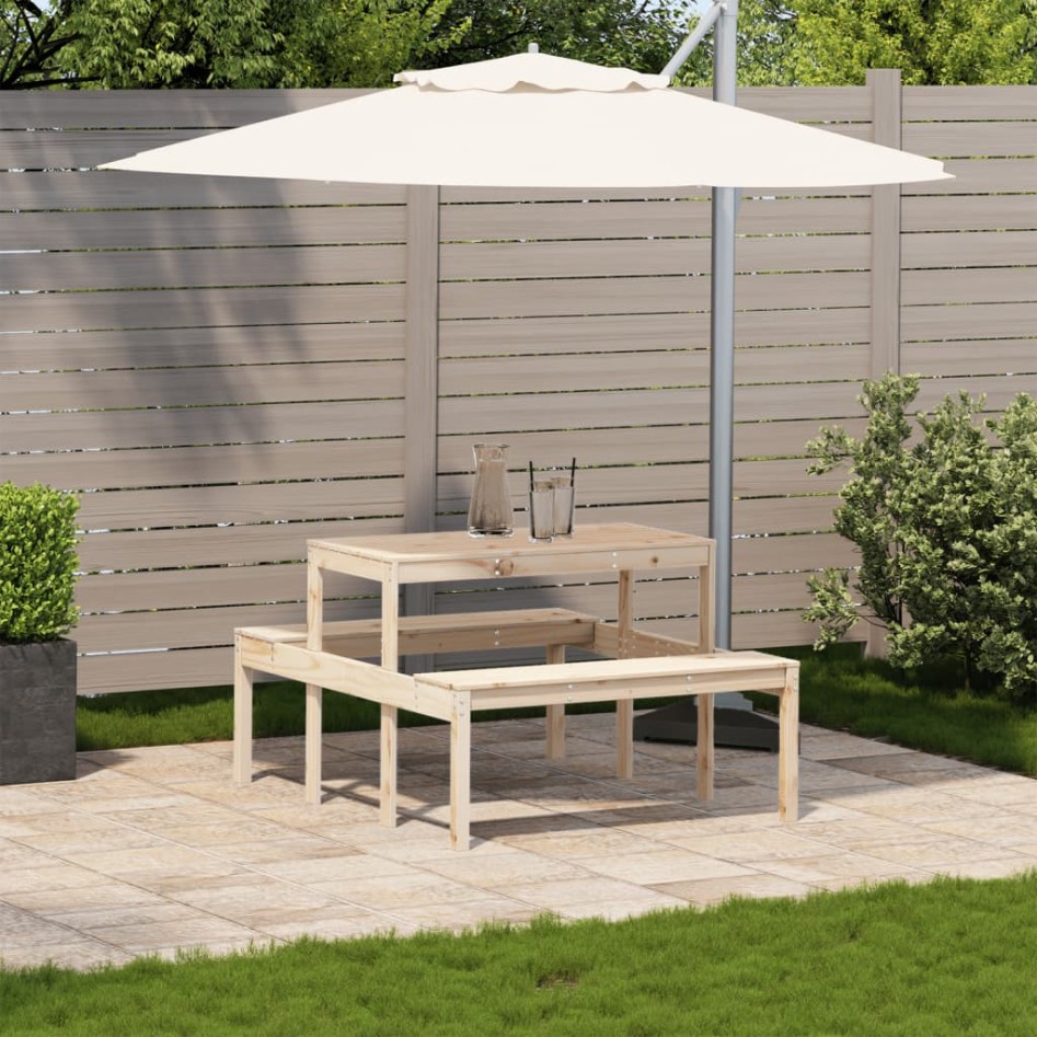 Mesa de picnic madera maciza de pino 110x134x75