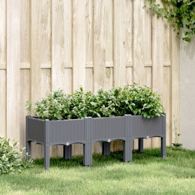 Jardinera con patas PP azul gris 120x40x42
