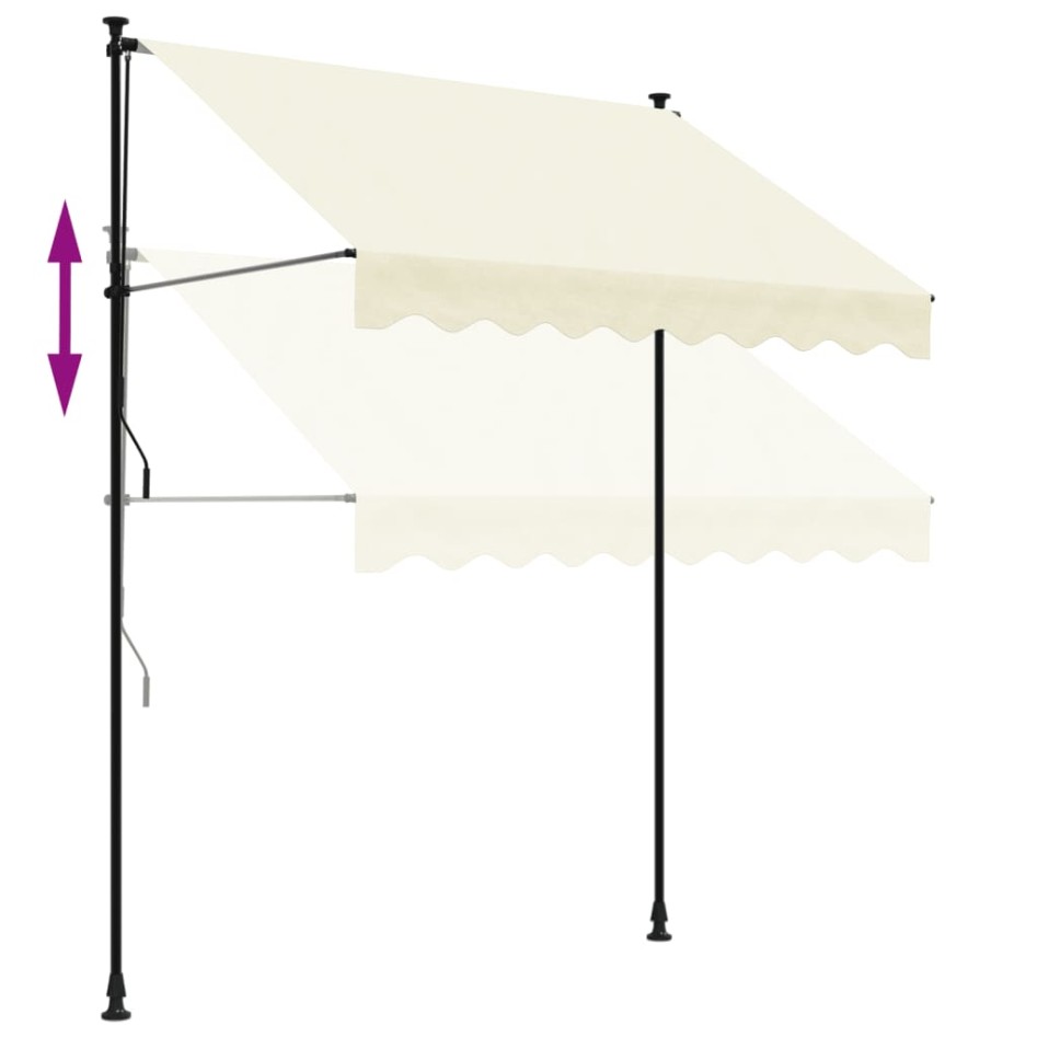 Toldo retráctil tela y acero crema 200x150