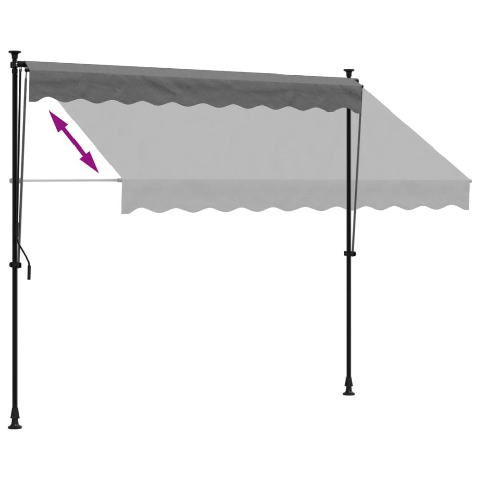 Toldo retráctil de tela y acero gris antracita 250x150