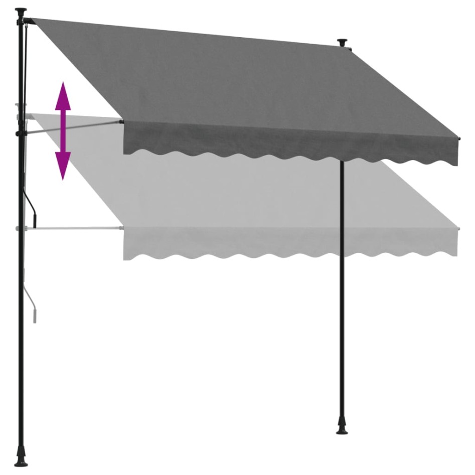 Toldo retráctil de tela y acero gris antracita 250x150
