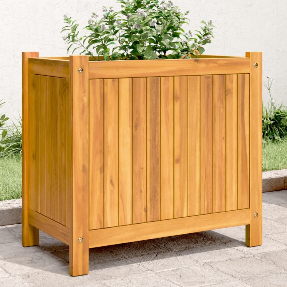 Jardinera con forro madera maciza de acacia 54x31x50