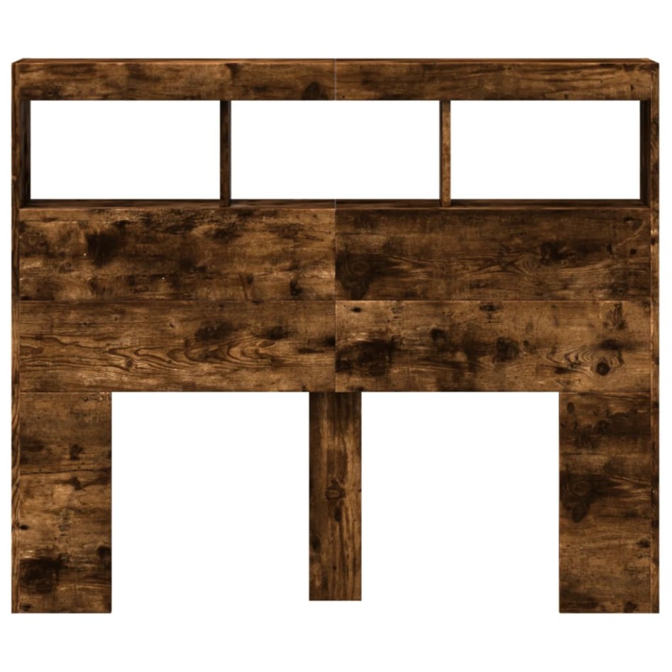 Cabecero de cama con luz LED roble ahumado 100x17x102