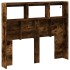 Cabecero de cama con luz LED roble ahumado 100x17x102