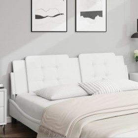 Cabecero de cama acolchado cuero sintético blanco 180