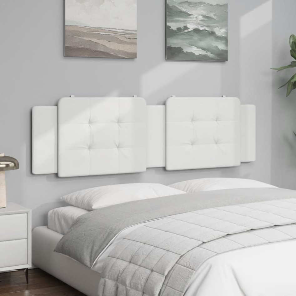 Cabecero de cama acolchado cuero sintético blanco 180