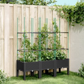 Jardinera con enrejado PP negro 120x40x142,5