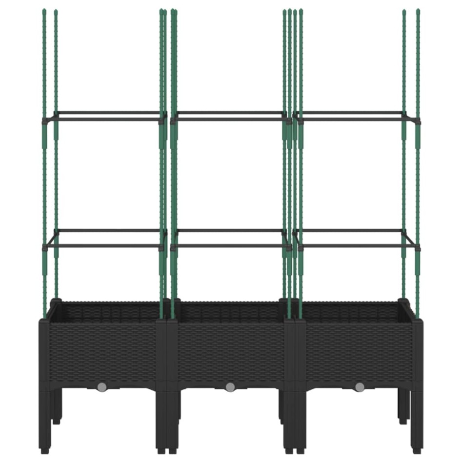 Jardinera con enrejado PP negro 120x40x142,5