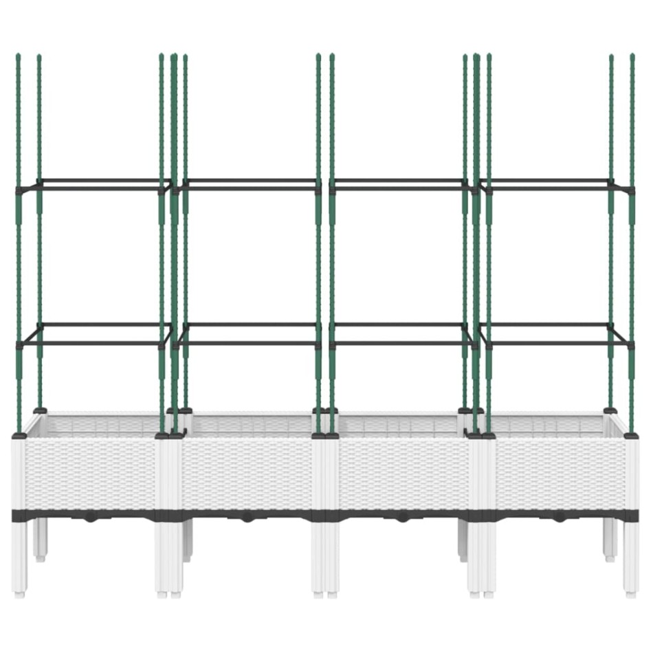 Jardinera con enrejado PP blanco 160x40x142,5