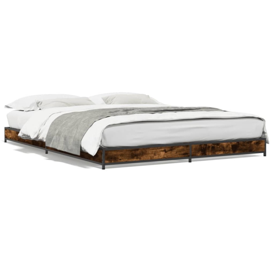Estructura cama madera ingeniería metal roble ahumado