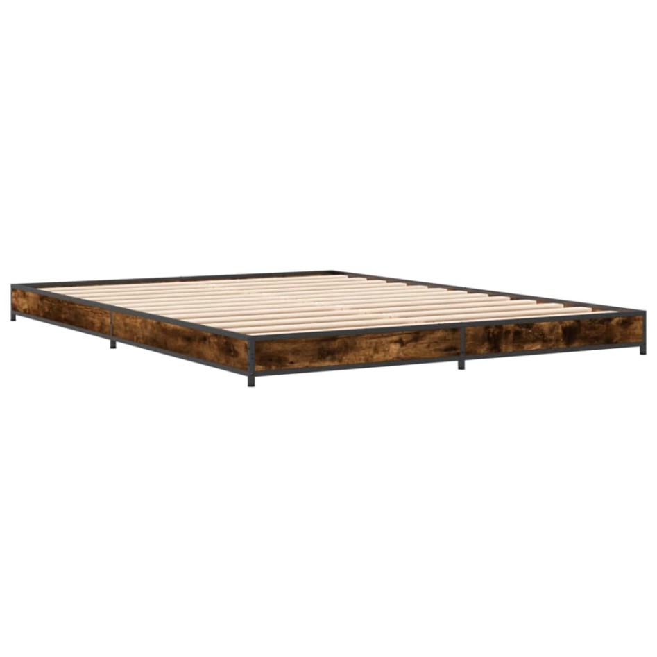 Estructura cama madera ingeniería metal roble ahumado