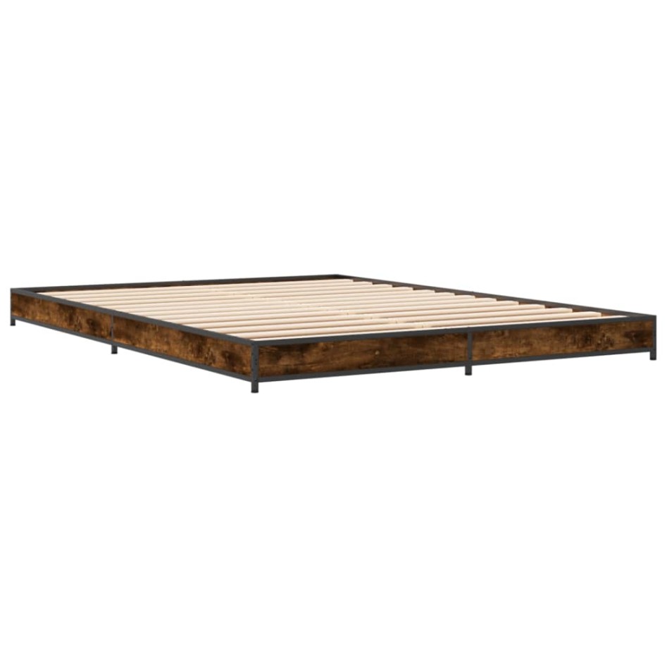 Estructura cama madera ingeniería metal roble ahumado