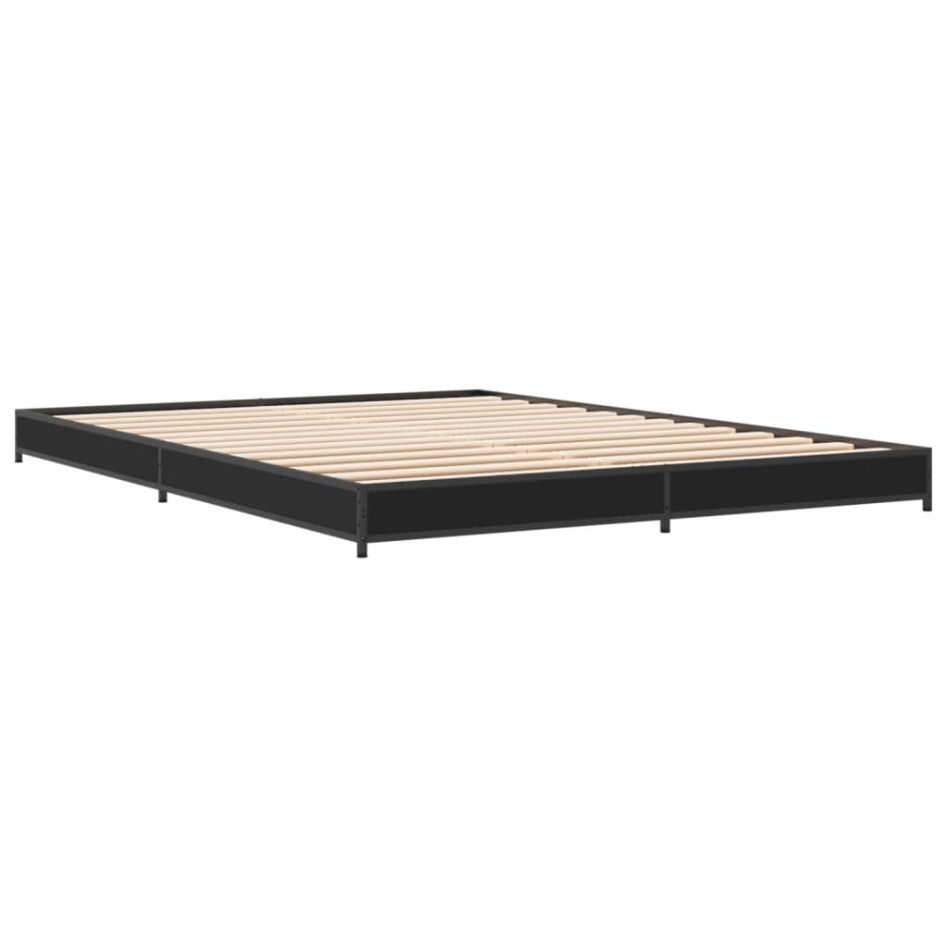 Estructura de cama madera de ingeniería y metal negro