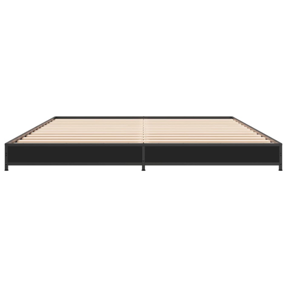 Estructura de cama madera de ingeniería y metal negro