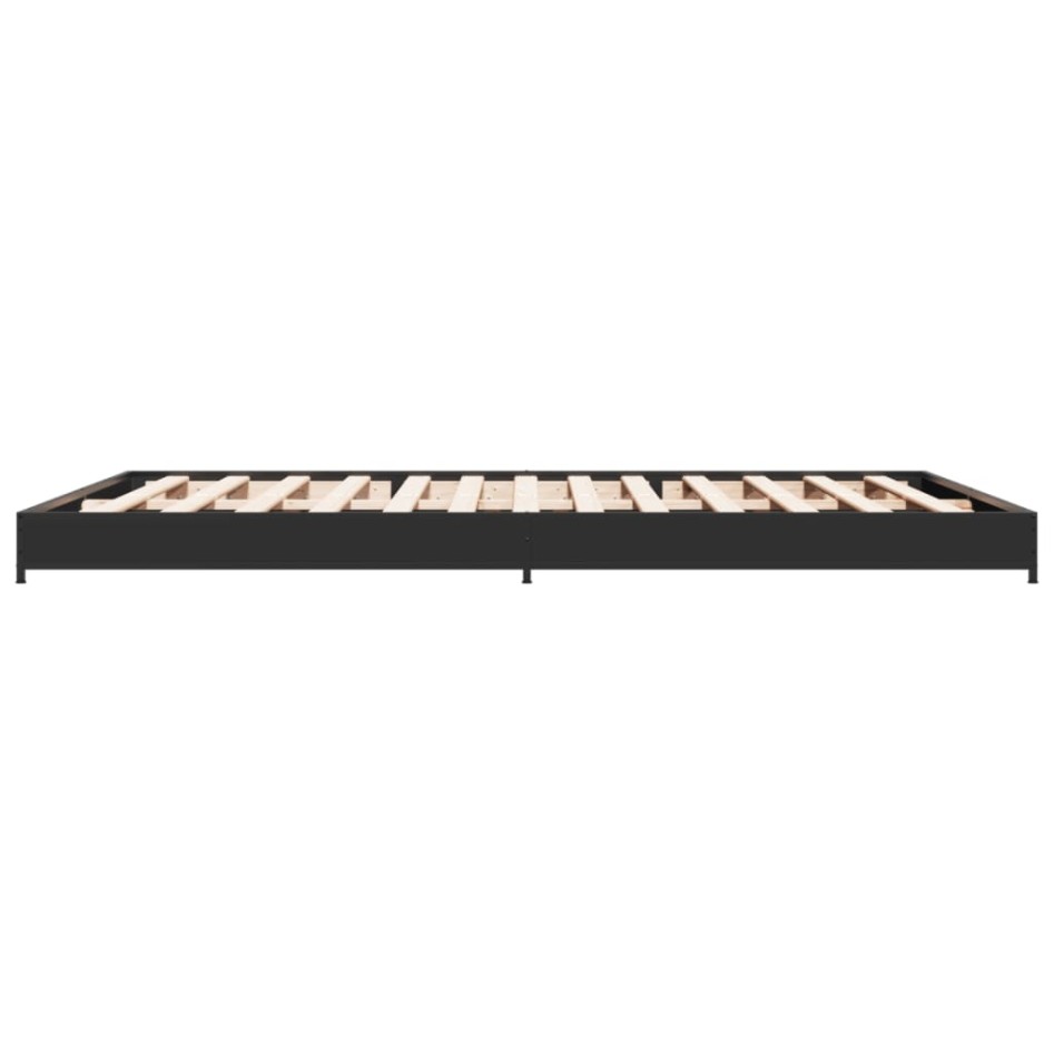 Estructura de cama madera de ingeniería y metal negro