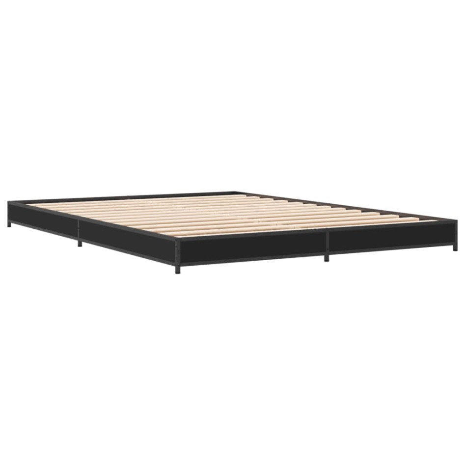Estructura de cama madera de ingeniería y metal negro
