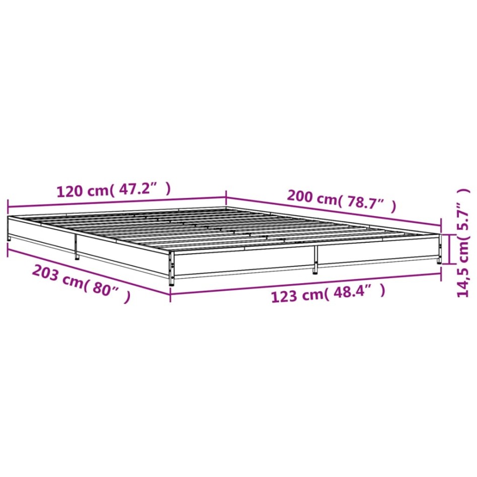 Estructura de cama madera de ingeniería y metal negro