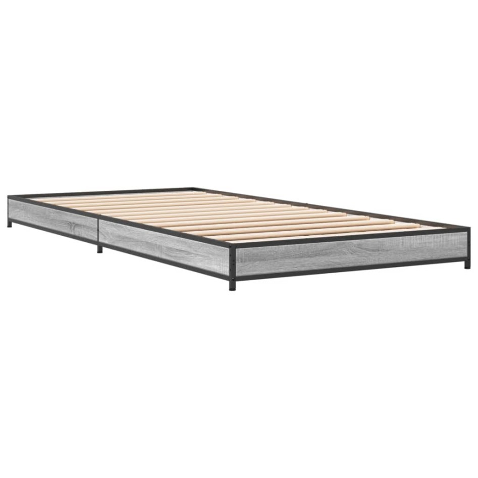 Estructura cama madera ingeniería metal gris Sonoma 90x200