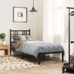 Estructura cama sin colchón con cabecero metal negro 75x190 cm