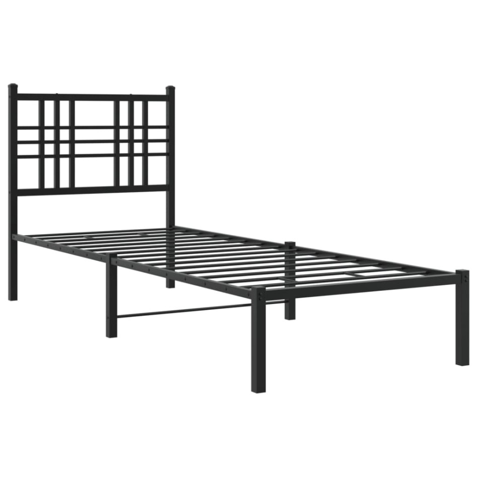 Estructura cama sin colchón con cabecero metal negro 75x190