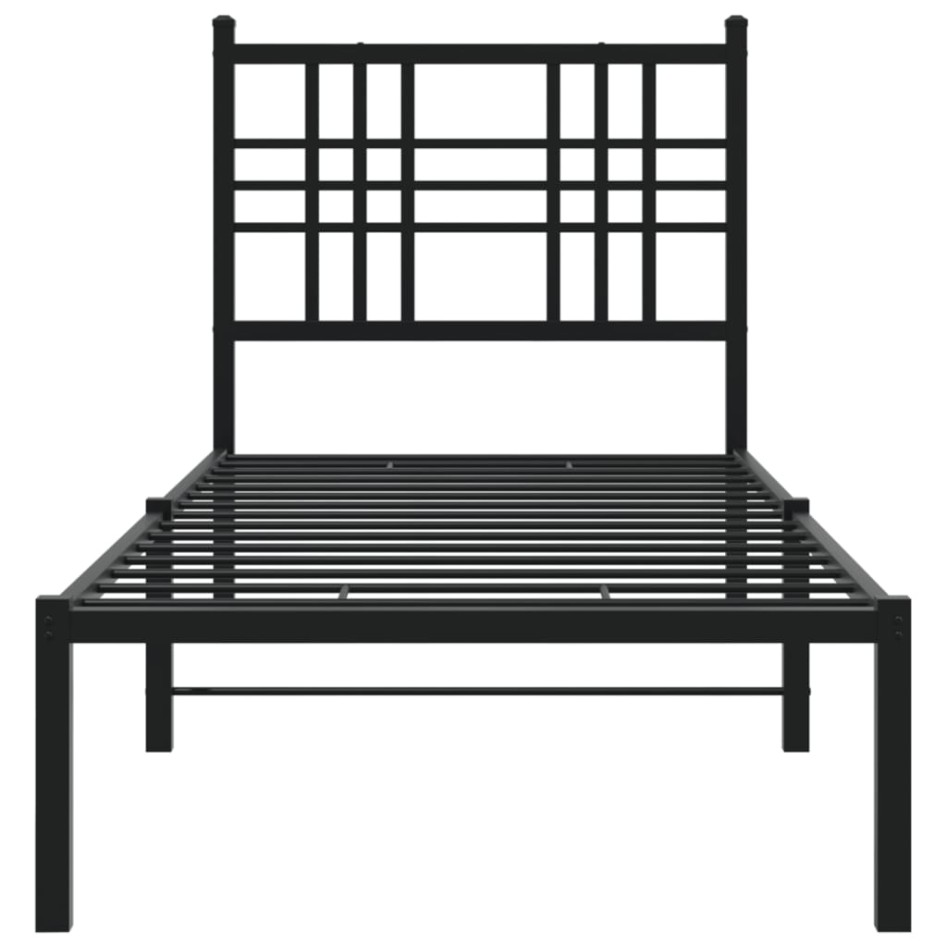 Estructura cama sin colchón con cabecero metal negro 75x190