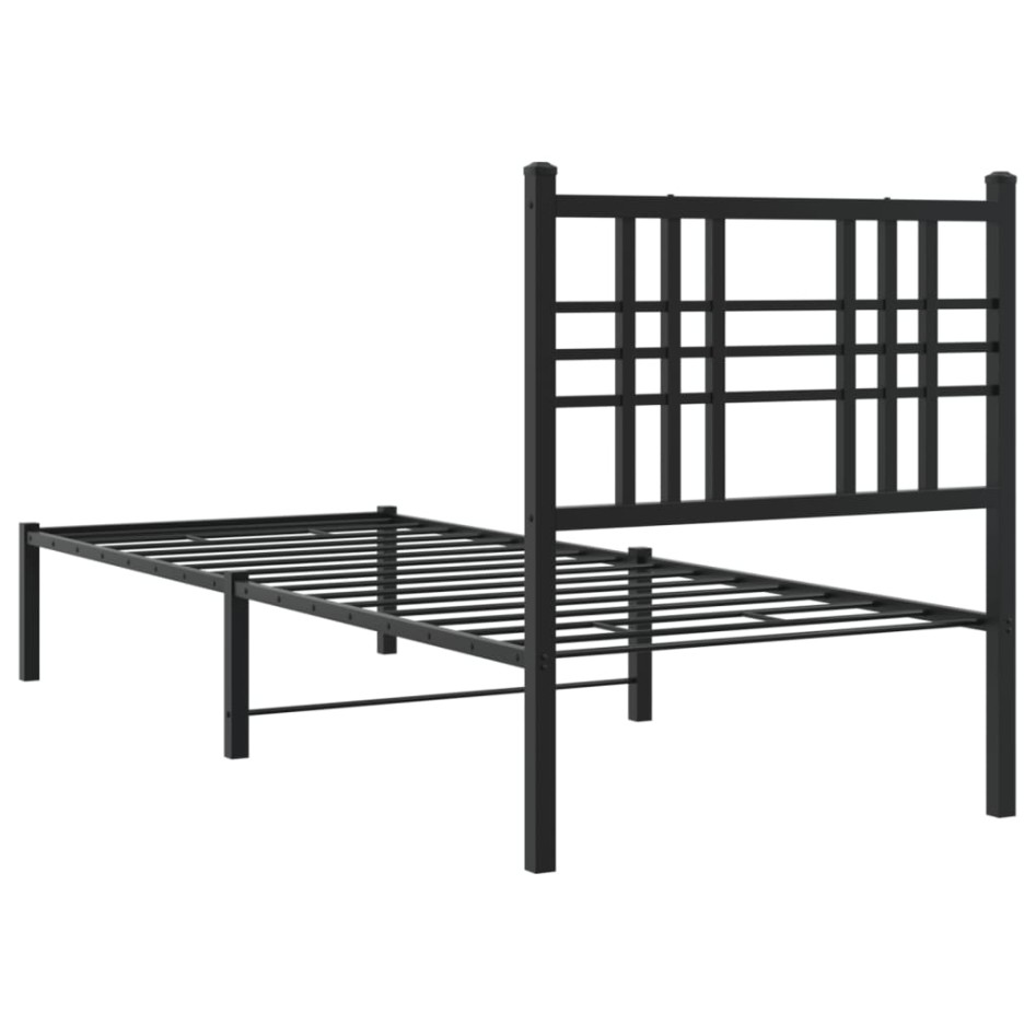 Estructura cama sin colchón con cabecero metal negro 75x190