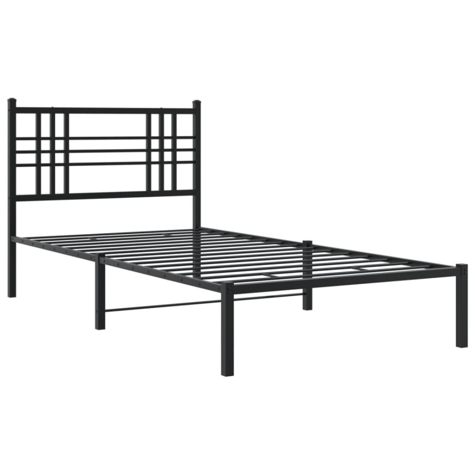 Estructura cama sin colchón con cabecero metal negro 90x190