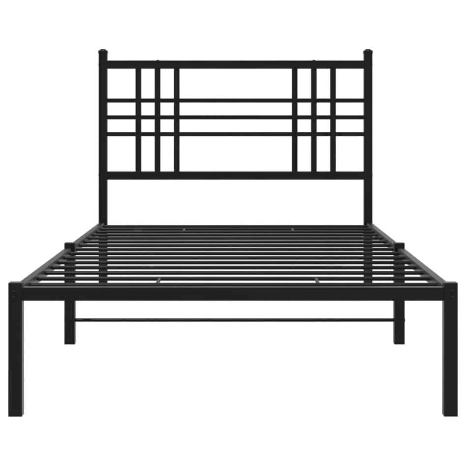Estructura cama sin colchón con cabecero metal negro 90x190