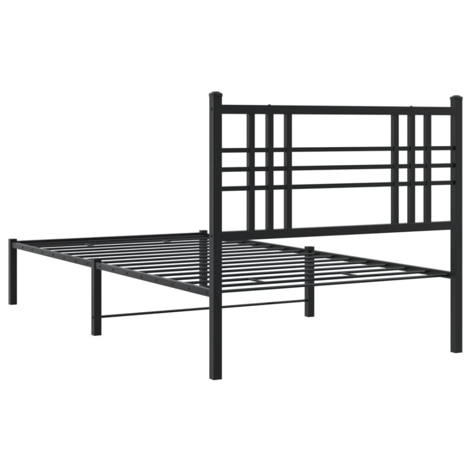 Estructura cama sin colchón con cabecero metal negro 90x190