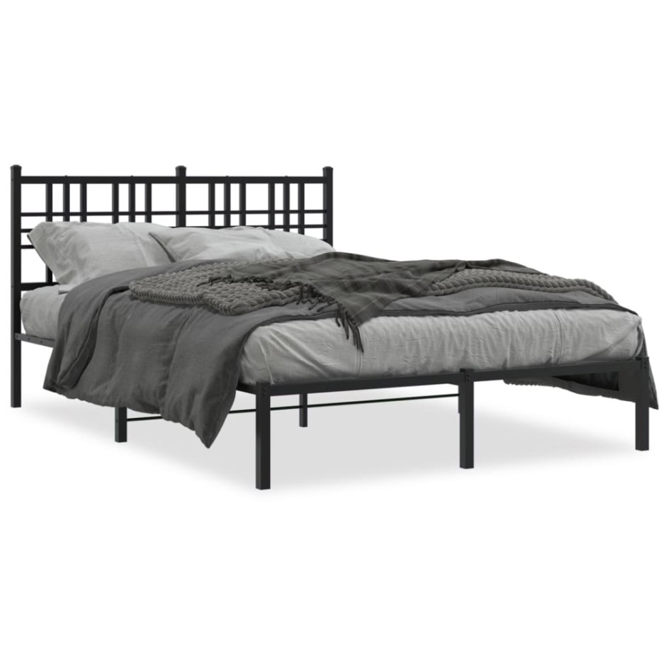 Estructura cama sin colchón con cabecero metal negro 135x190