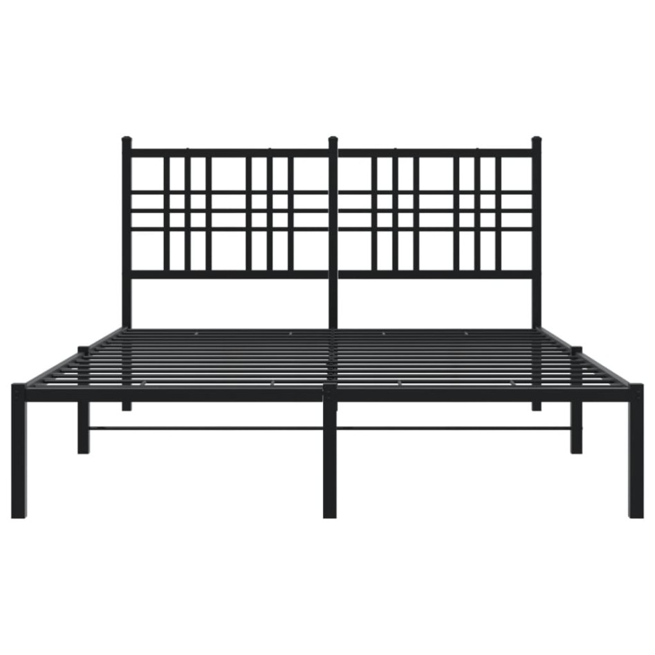 Estructura cama sin colchón con cabecero metal negro 135x190